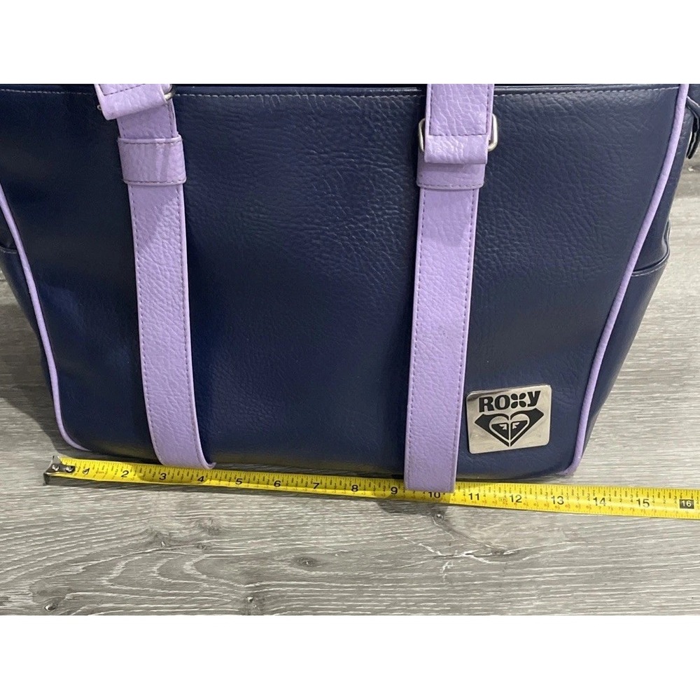 Vintage Roxy Travel Bag Luggage‎ Purple Leather Tote Hawaiian PVC Surf 1990's - Picture 12 of 15